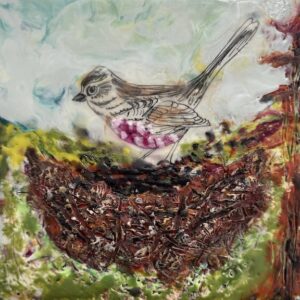 Nesting Time encaustic 8×8